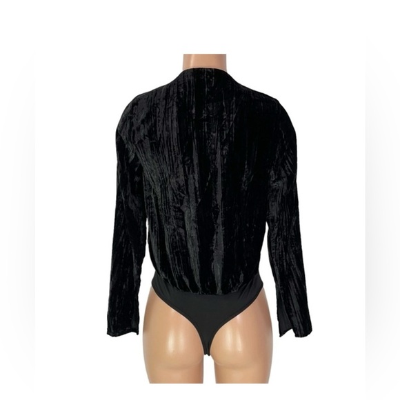 Good American Velvet Long Sleeve Wrap Bodysuit-Size:1 - Picture 4 of 4